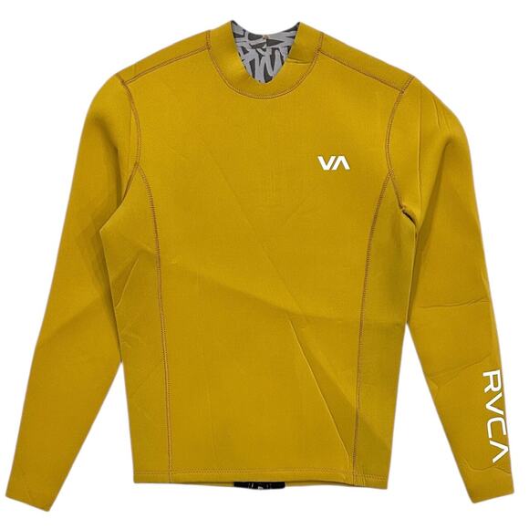 RVCA Men's Wetsuit Jacket 2mm Balance Long Sleeve Back Zip Surf Top in Gold - Picture 1 of 4